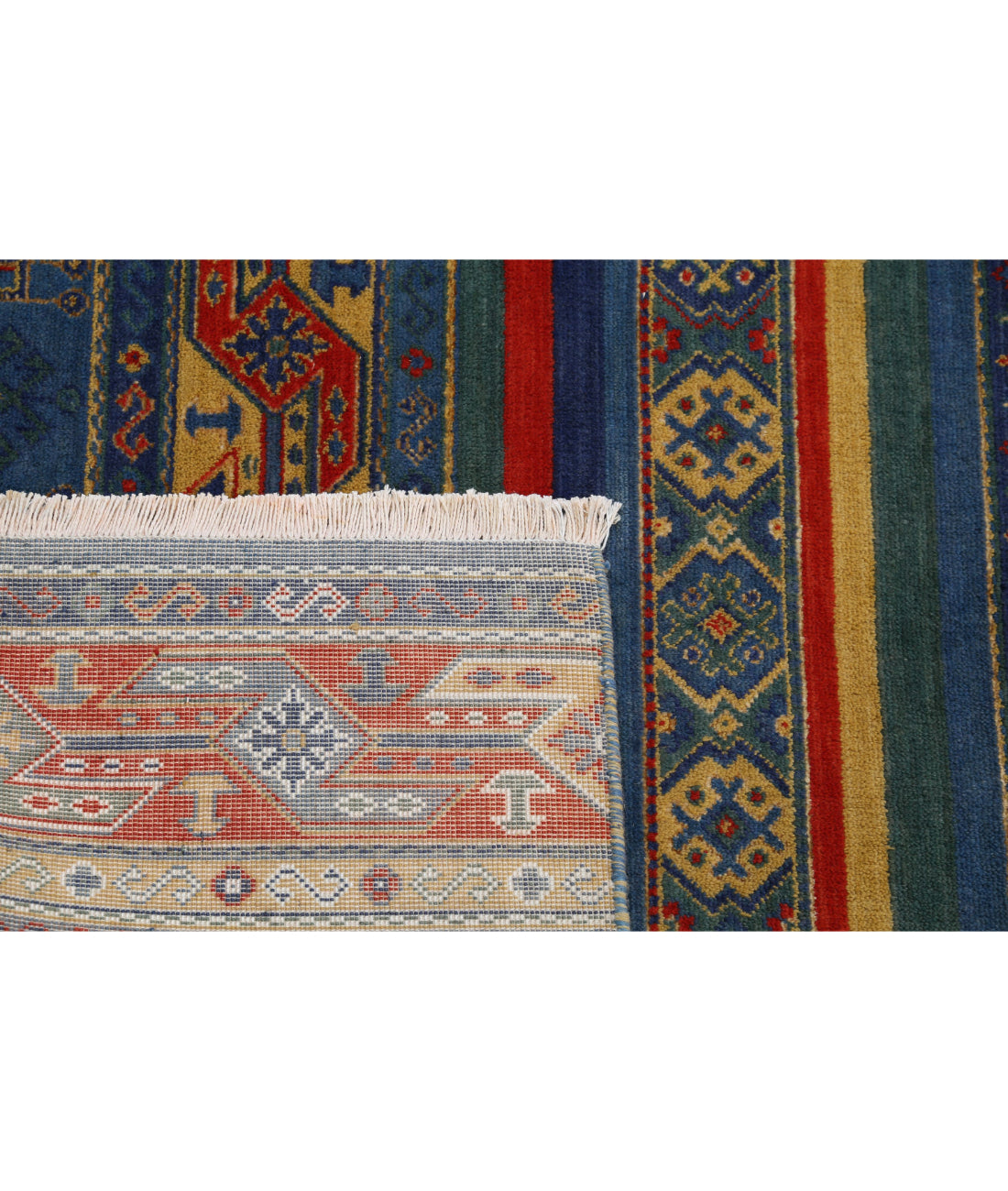 Gulshan Wool & Bamboo Silk Rug - 4'0'' x 5'10'' 4'0'' x 5'10'' (120 X 175) / Blue / Red