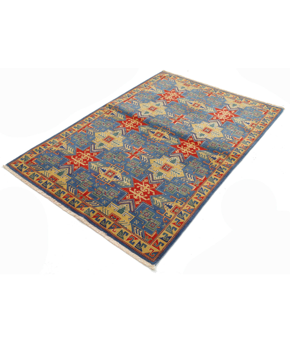 Gulshan Wool & Bamboo Silk Rug - 4'0'' x 5'9'' 4'0'' x 5'9'' (120 X 173) / Blue / Gold