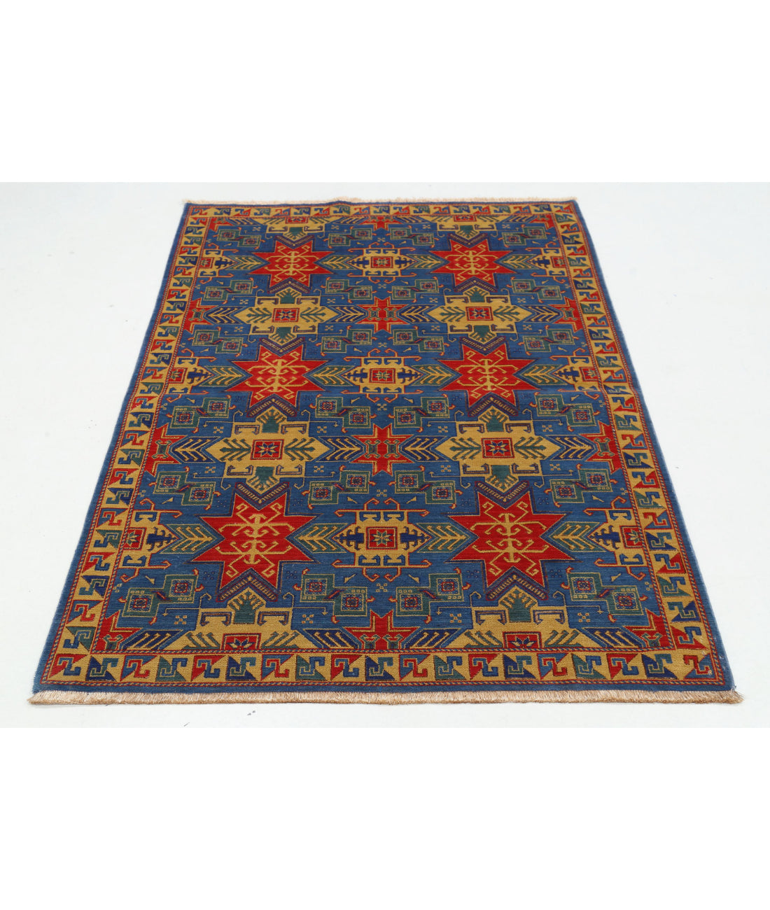 Gulshan Wool & Bamboo Silk Rug - 4'0'' x 5'9'' 4'0'' x 5'9'' (120 X 173) / Blue / Gold