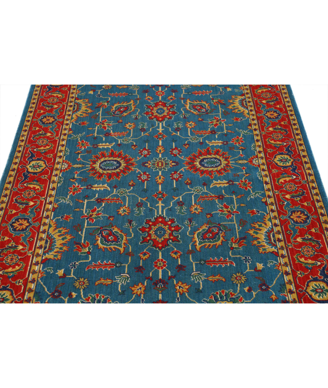 Gulshan Wool & Bamboo Silk Rug - 3'10'' x 6'1'' 3'10'' x 6'1'' (115 X 183) / Blue / Red