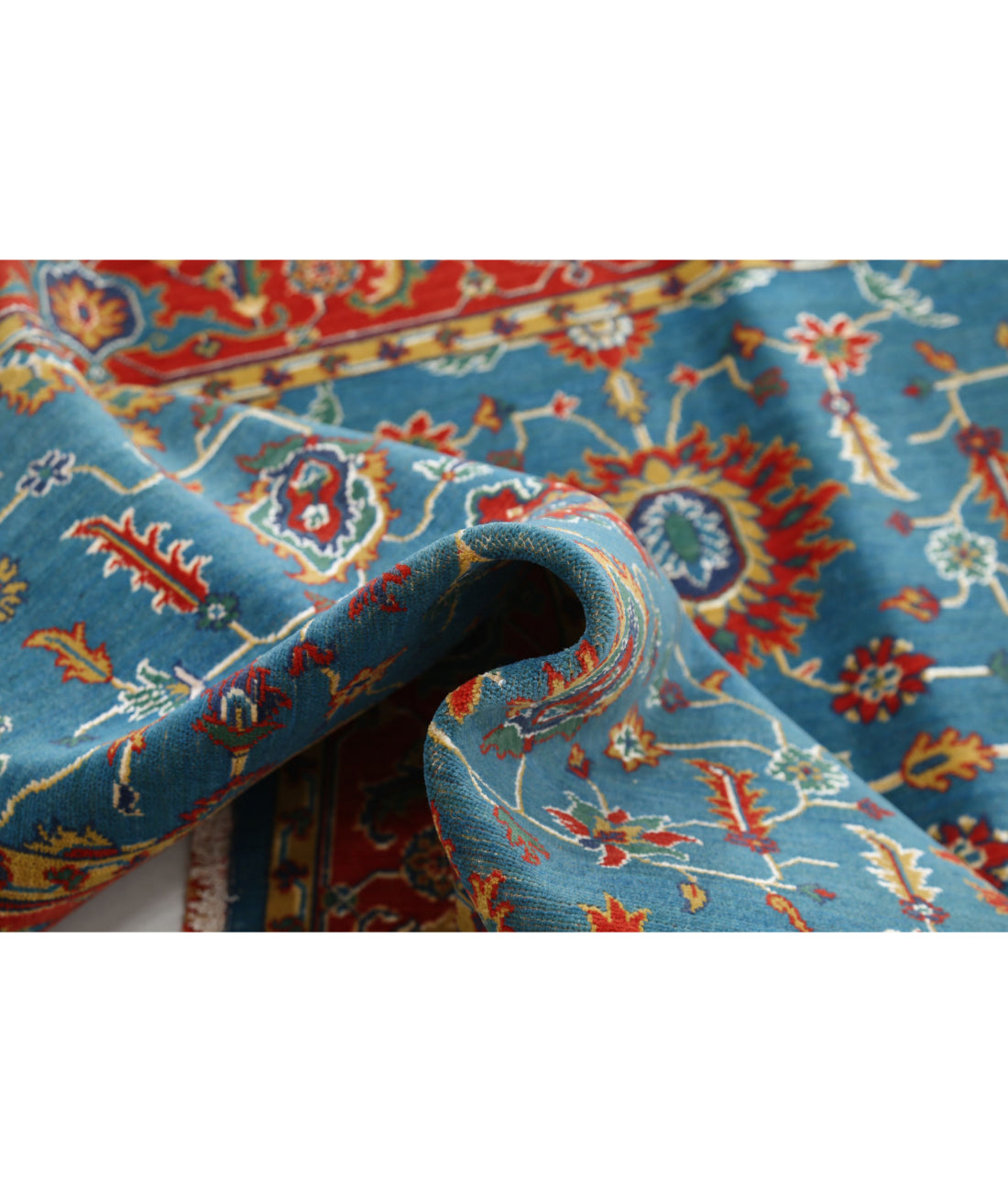 Gulshan Wool & Bamboo Silk Rug - 3'10'' x 6'1'' 3'10'' x 6'1'' (115 X 183) / Blue / Red