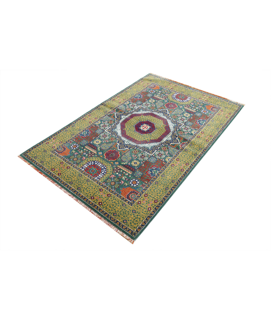 Gulshan Wool & Bamboo Silk Rug - 3'10'' x 6'0'' 3'10'' x 6'0'' (115 X 180) / Green / Gold