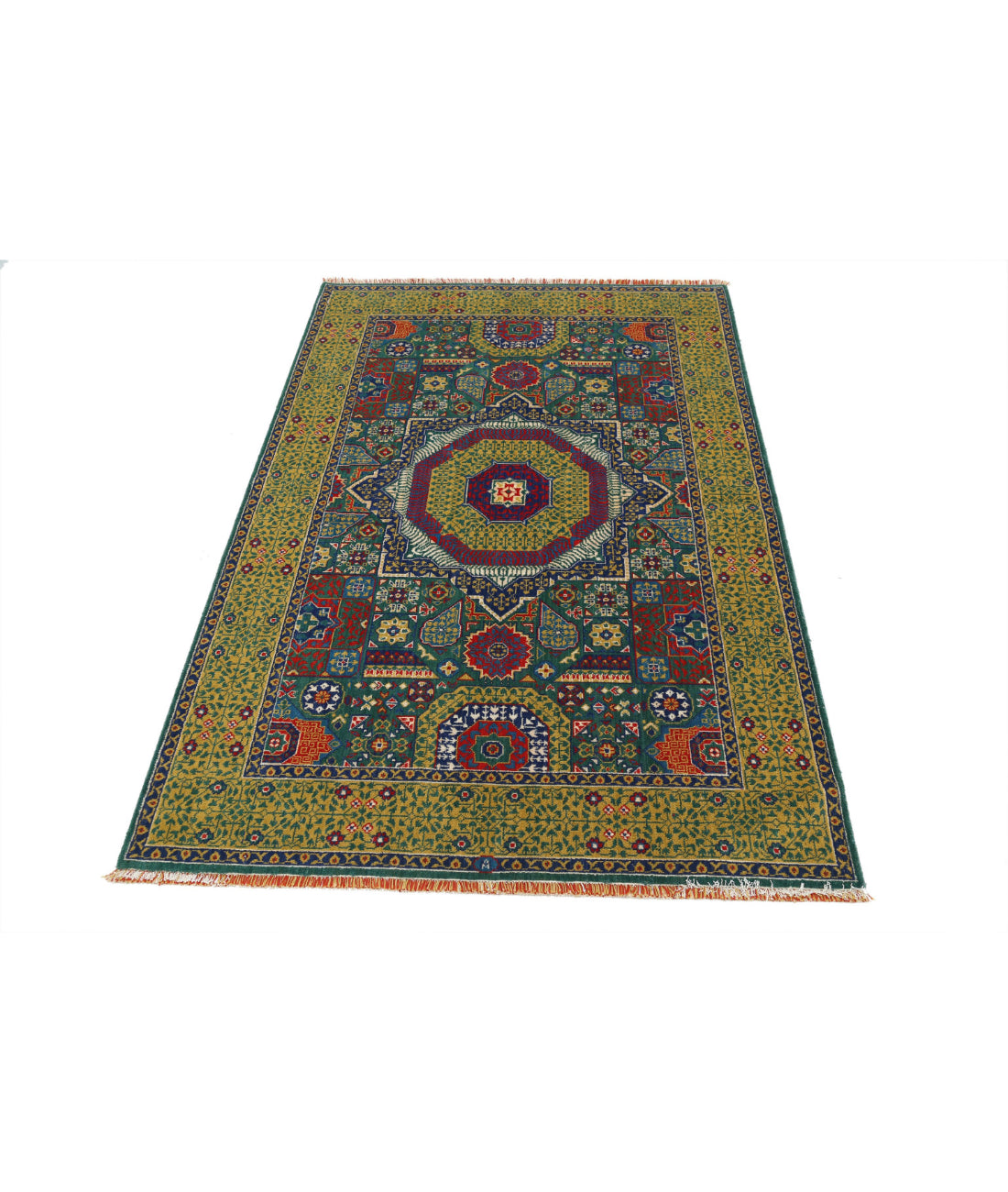 Gulshan Wool & Bamboo Silk Rug - 3'10'' x 6'0'' 3'10'' x 6'0'' (115 X 180) / Green / Gold