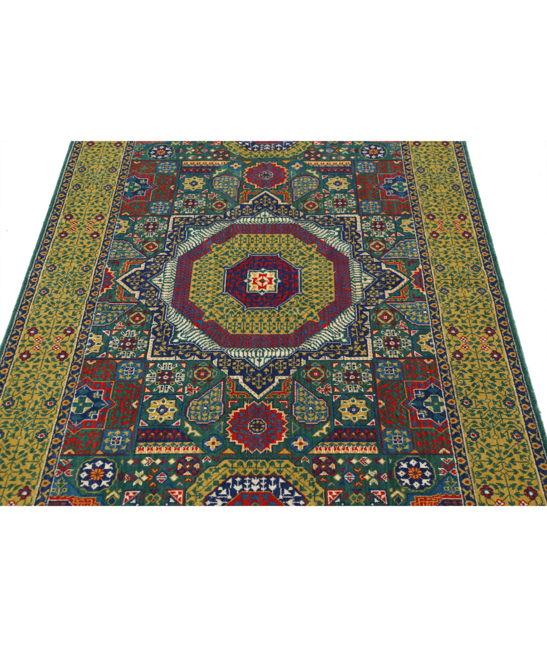 Gulshan Wool & Bamboo Silk Rug - 3'10'' x 6'0'' 3'10'' x 6'0'' (115 X 180) / Green / Gold