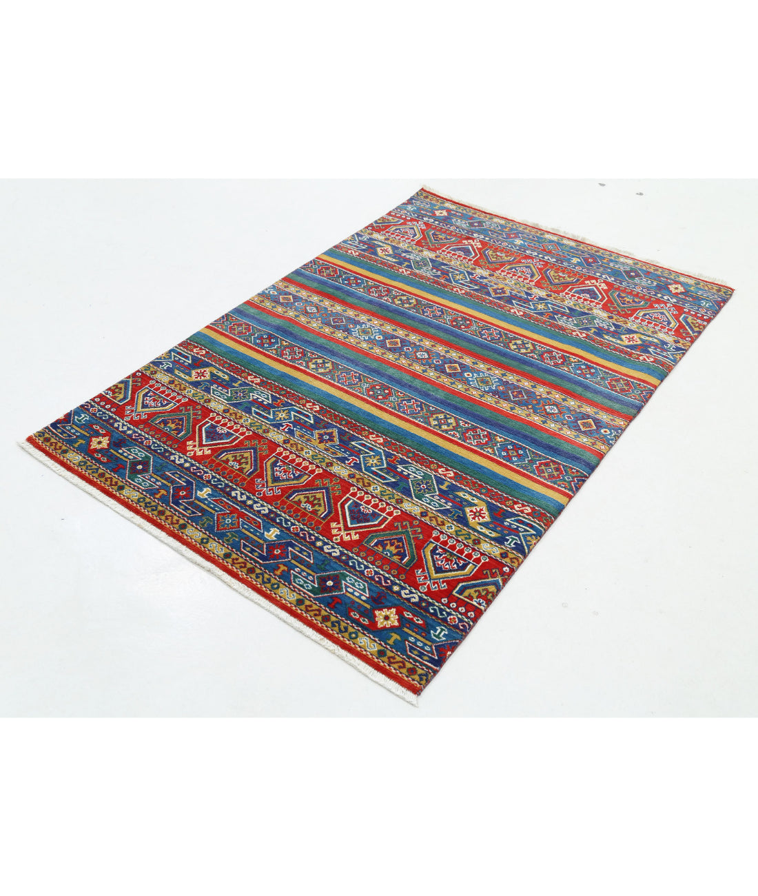 Gulshan Wool & Bamboo Silk Rug - 4'0'' x 5'10'' 4'0'' x 5'10'' (120 X 175) / Blue / Green