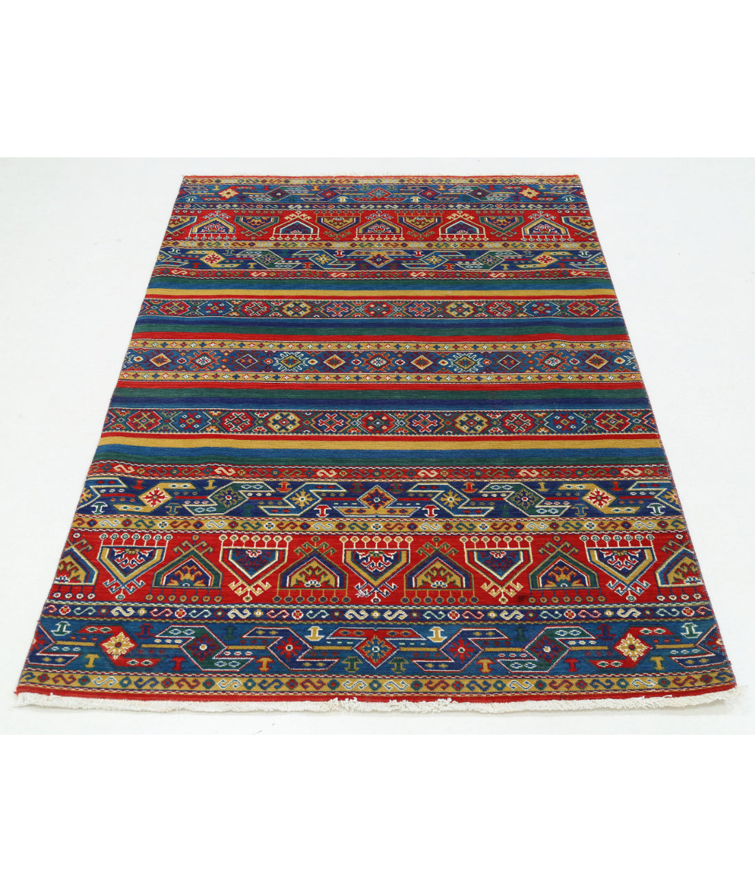 Gulshan Wool & Bamboo Silk Rug - 4'0'' x 5'10'' 4'0'' x 5'10'' (120 X 175) / Blue / Green