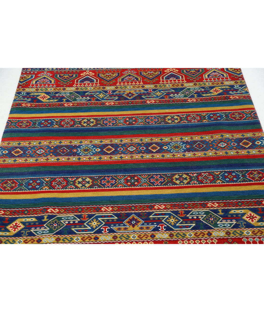 Gulshan Wool & Bamboo Silk Rug - 4'0'' x 5'10'' 4'0'' x 5'10'' (120 X 175) / Blue / Green