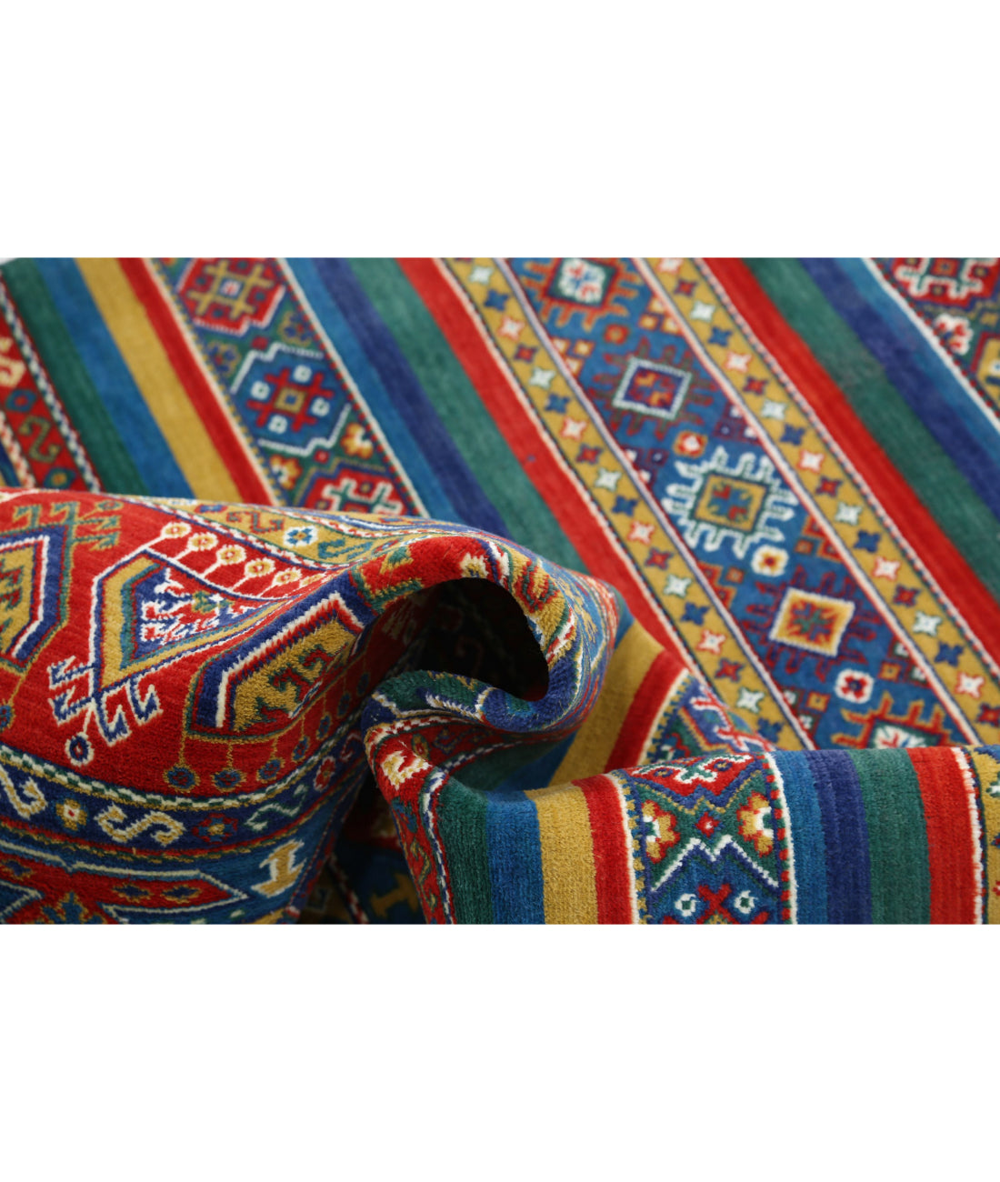 Gulshan Wool & Bamboo Silk Rug - 4'0'' x 5'10'' 4'0'' x 5'10'' (120 X 175) / Blue / Green