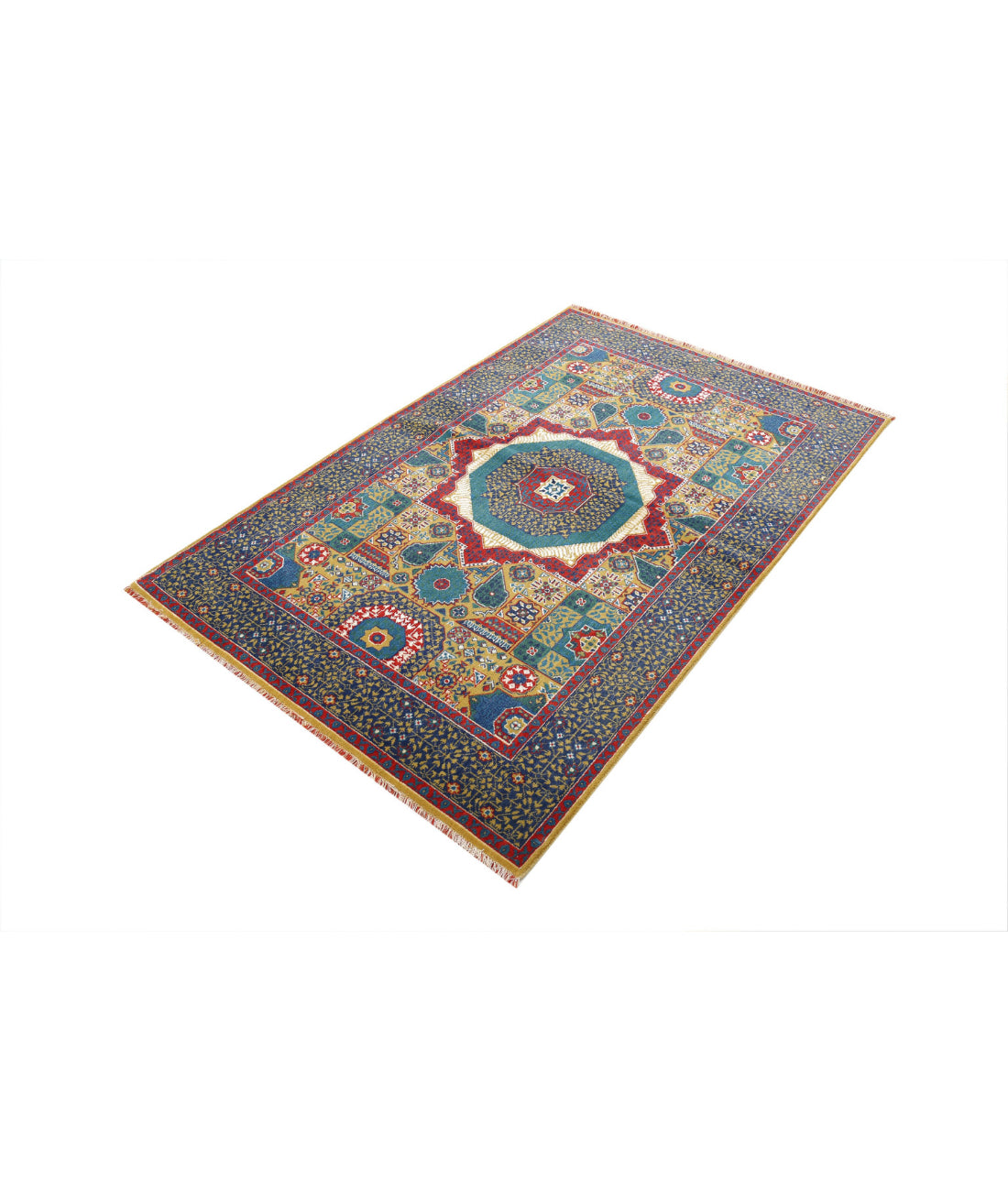 Gulshan Wool & Bamboo Silk Rug - 3'10'' x 6'0'' 3'10'' x 6'0'' (115 X 180) / Gold / Blue