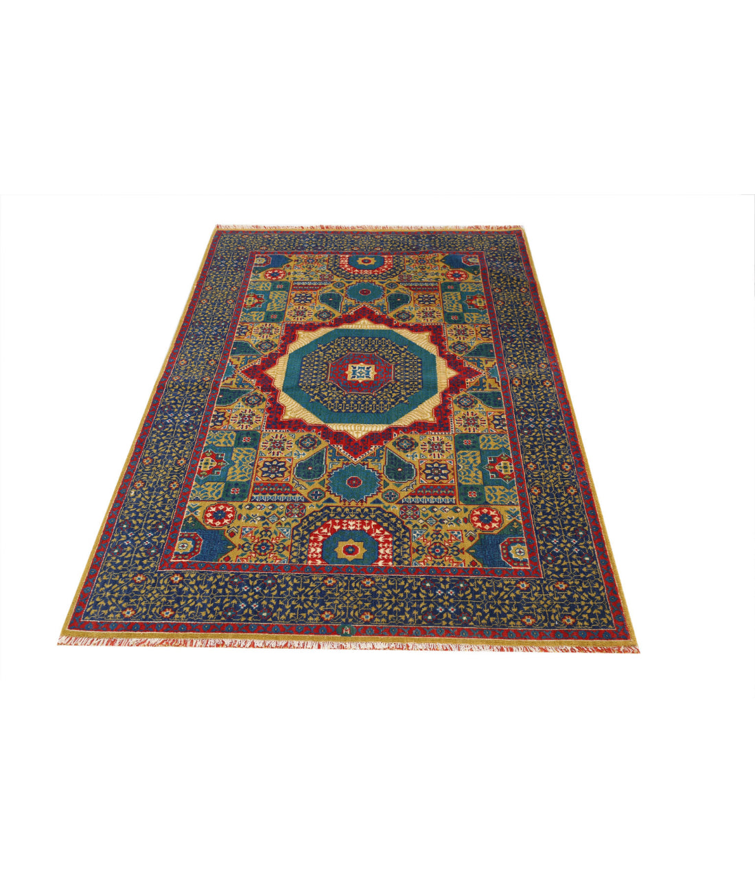 Gulshan Wool & Bamboo Silk Rug - 3'10'' x 6'0'' 3'10'' x 6'0'' (115 X 180) / Gold / Blue