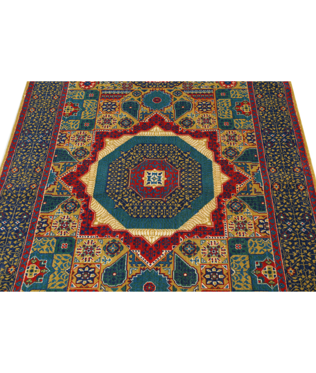 Gulshan Wool & Bamboo Silk Rug - 3'10'' x 6'0'' 3'10'' x 6'0'' (115 X 180) / Gold / Blue