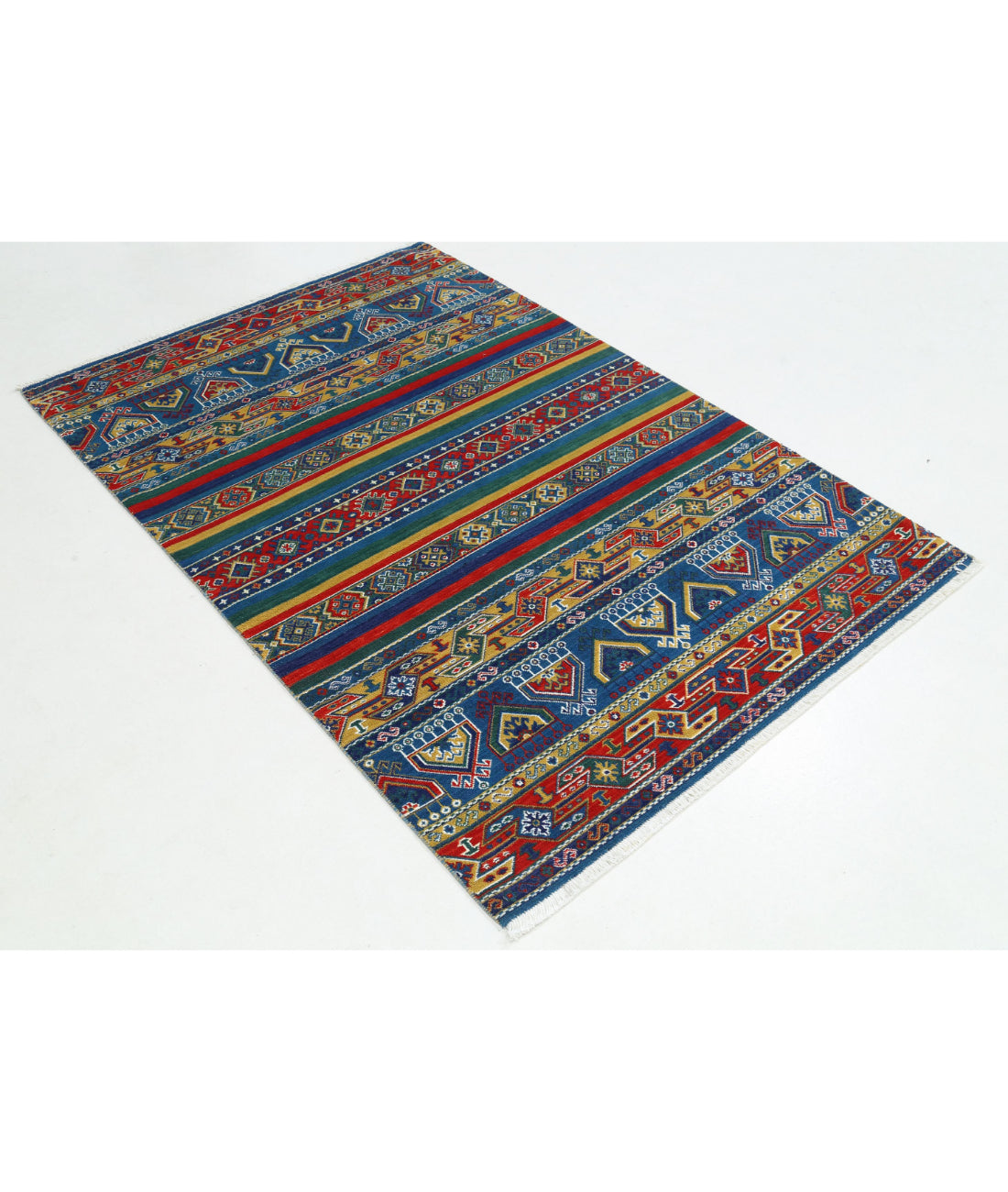 Gulshan Wool & Bamboo Silk Rug - 4'0'' x 5'10'' 4'0'' x 5'10'' (120 X 175) / Blue / Green