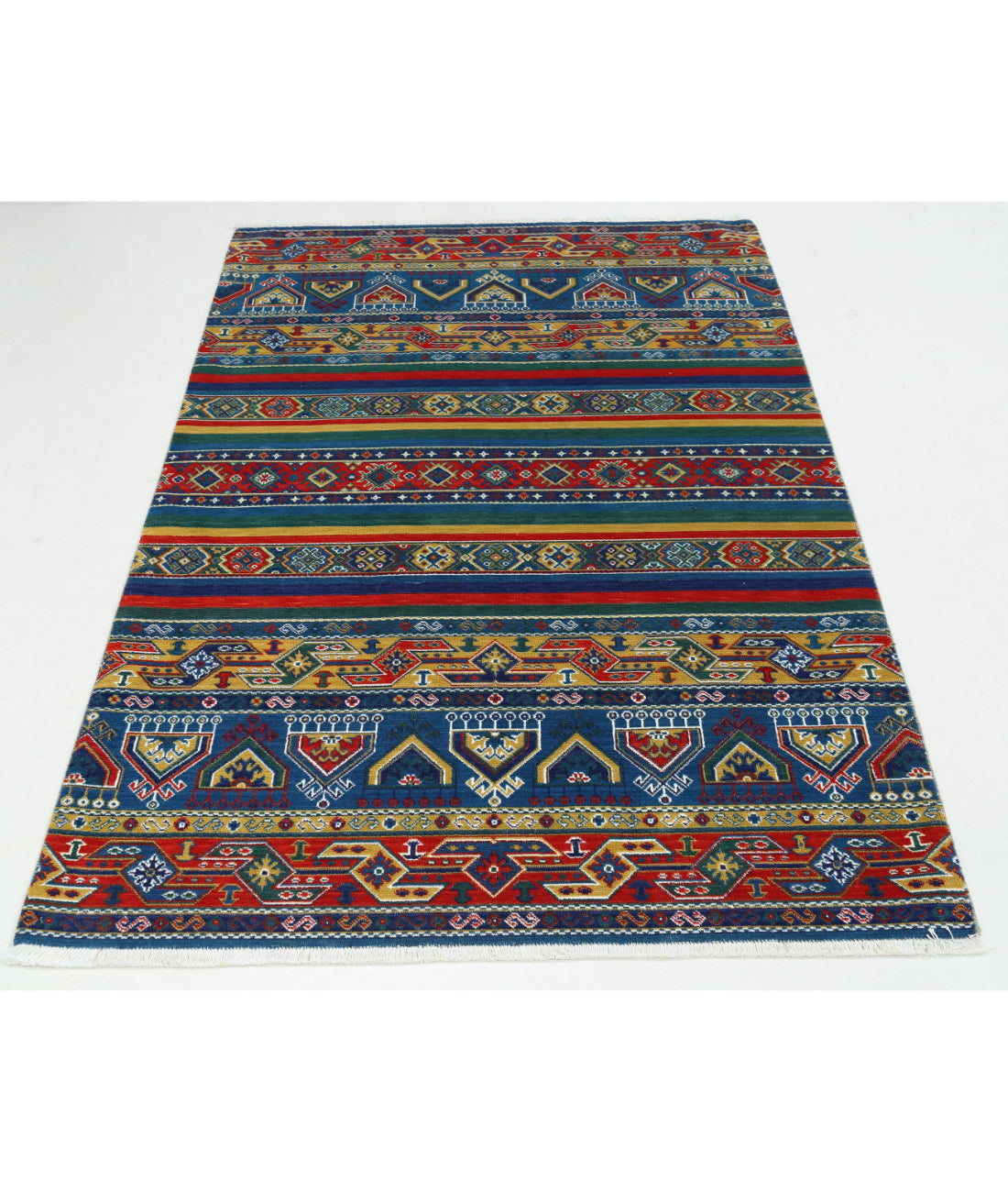 Gulshan Wool & Bamboo Silk Rug - 4'0'' x 5'10'' 4'0'' x 5'10'' (120 X 175) / Blue / Green