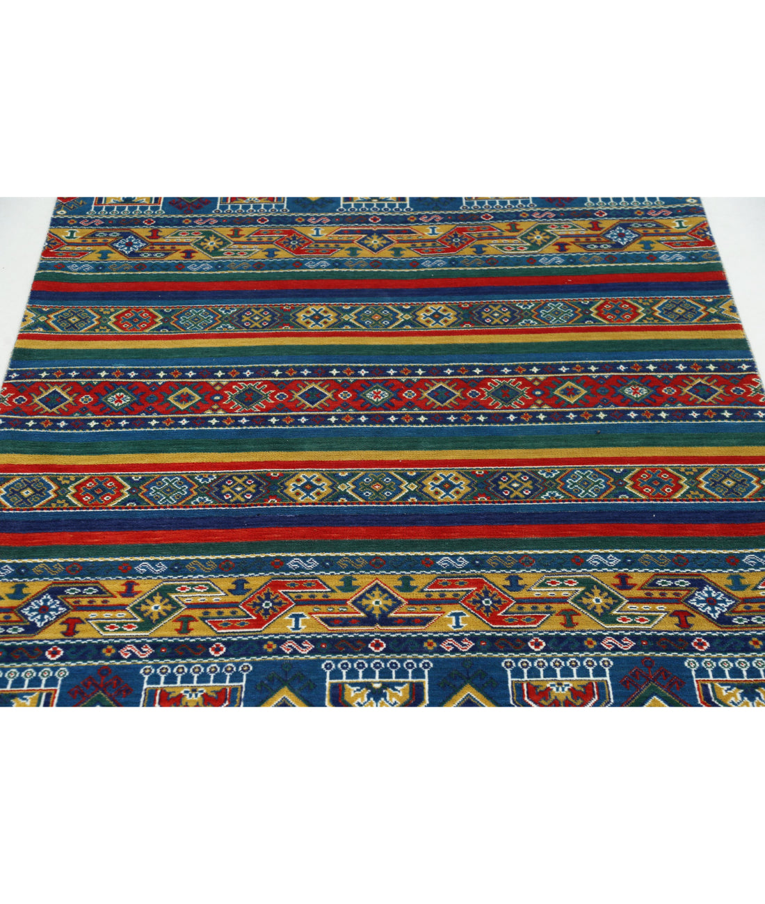 Gulshan Wool & Bamboo Silk Rug - 4'0'' x 5'10'' 4'0'' x 5'10'' (120 X 175) / Blue / Green