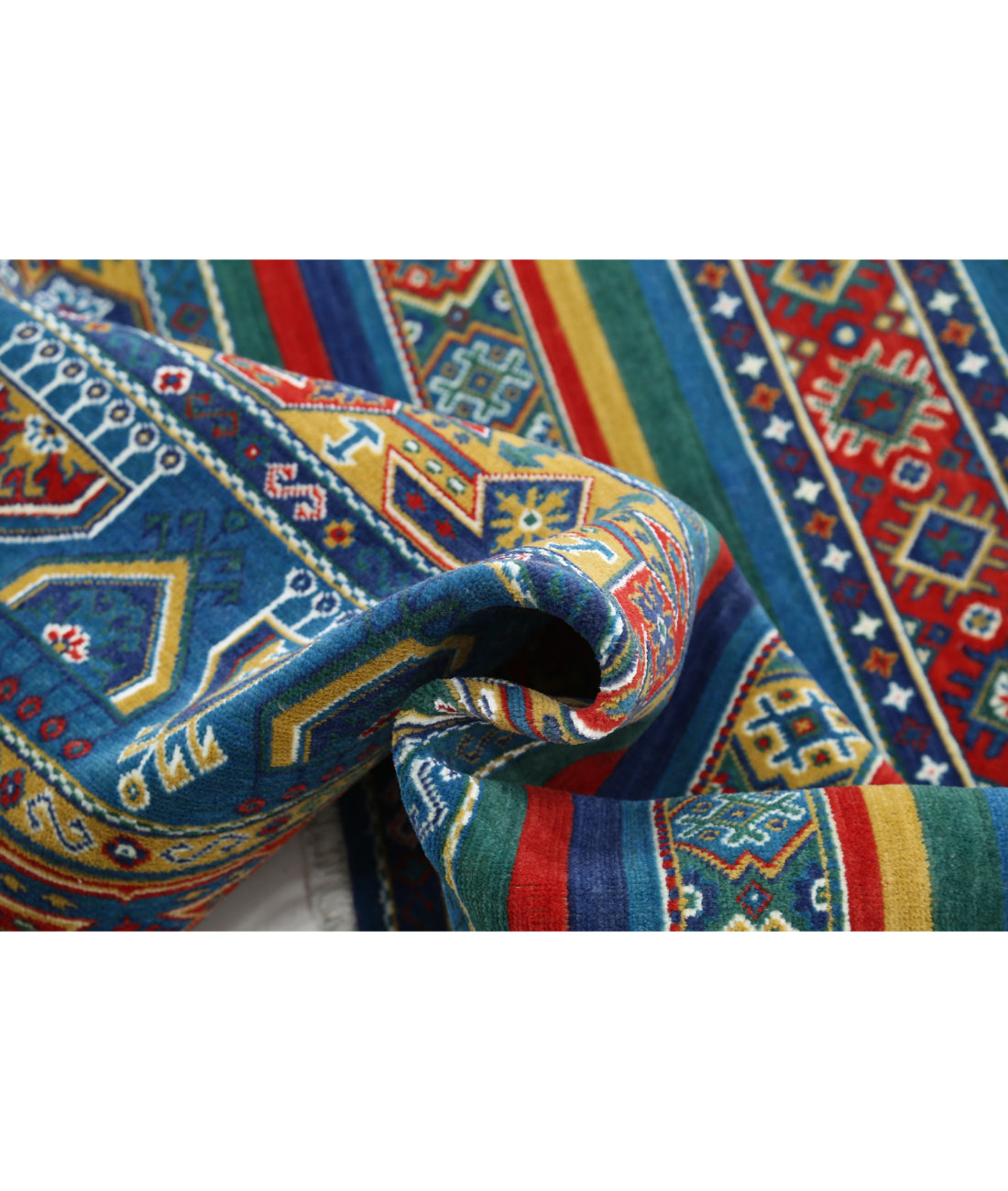 Gulshan Wool & Bamboo Silk Rug - 4'0'' x 5'10'' 4'0'' x 5'10'' (120 X 175) / Blue / Green