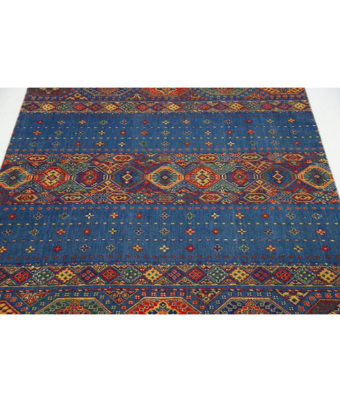 Gulshan Wool & Bamboo Silk Rug - 3'10'' x 6'0'' 3'10'' x 6'0'' (115 X 180) / Blue / Red