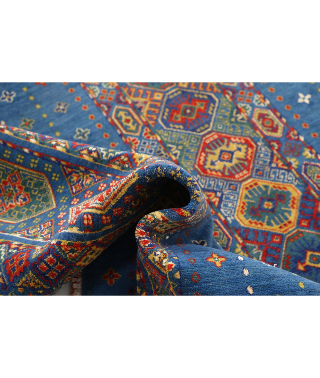 Gulshan Wool & Bamboo Silk Rug - 3'10'' x 6'0'' 3'10'' x 6'0'' (115 X 180) / Blue / Red