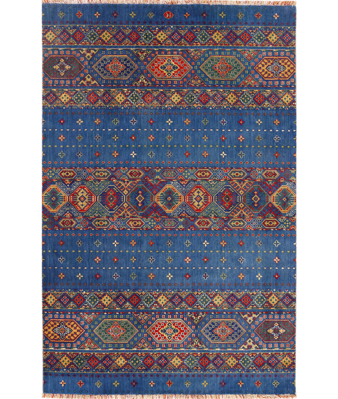 Gulshan Wool &amp; Bamboo Silk Rug - 3&#39;10&#39;&#39; x 6&#39;0&#39;&#39; 3&#39;10&#39;&#39; x 6&#39;0&#39;&#39; (115 X 180) / Blue / Red