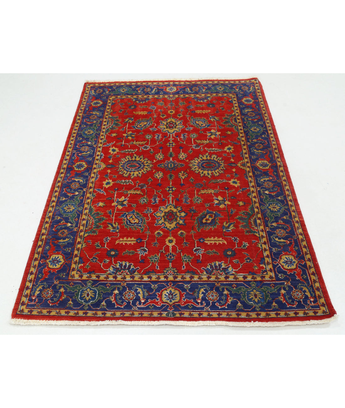 Gulshan Wool & Bamboo Silk Rug - 4'0'' x 5'10'' 4'0'' x 5'10'' (120 X 175) / Red / Blue