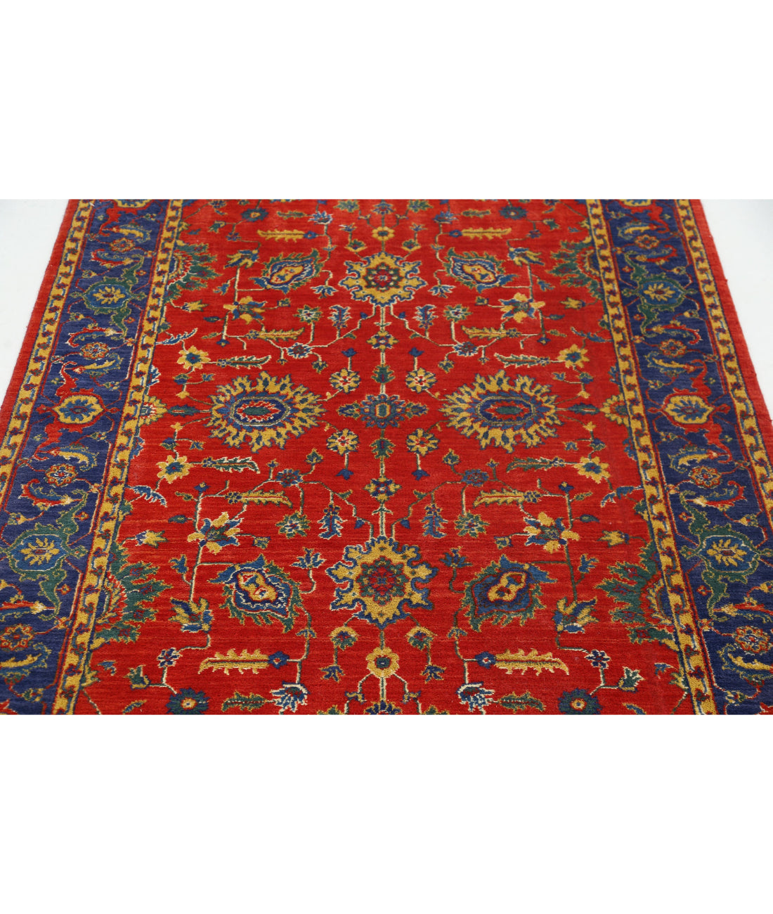 Gulshan Wool & Bamboo Silk Rug - 4'0'' x 5'10'' 4'0'' x 5'10'' (120 X 175) / Red / Blue