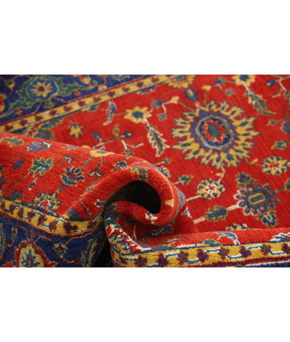 Gulshan Wool & Bamboo Silk Rug - 4'0'' x 5'10'' 4'0'' x 5'10'' (120 X 175) / Red / Blue