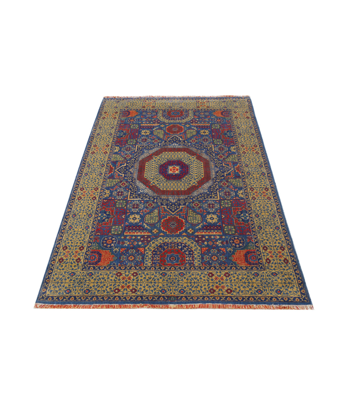 Gulshan Wool & Bamboo Silk Rug - 3'10'' x 6'0'' 3'10'' x 6'0'' (115 X 180) / Blue / Gold