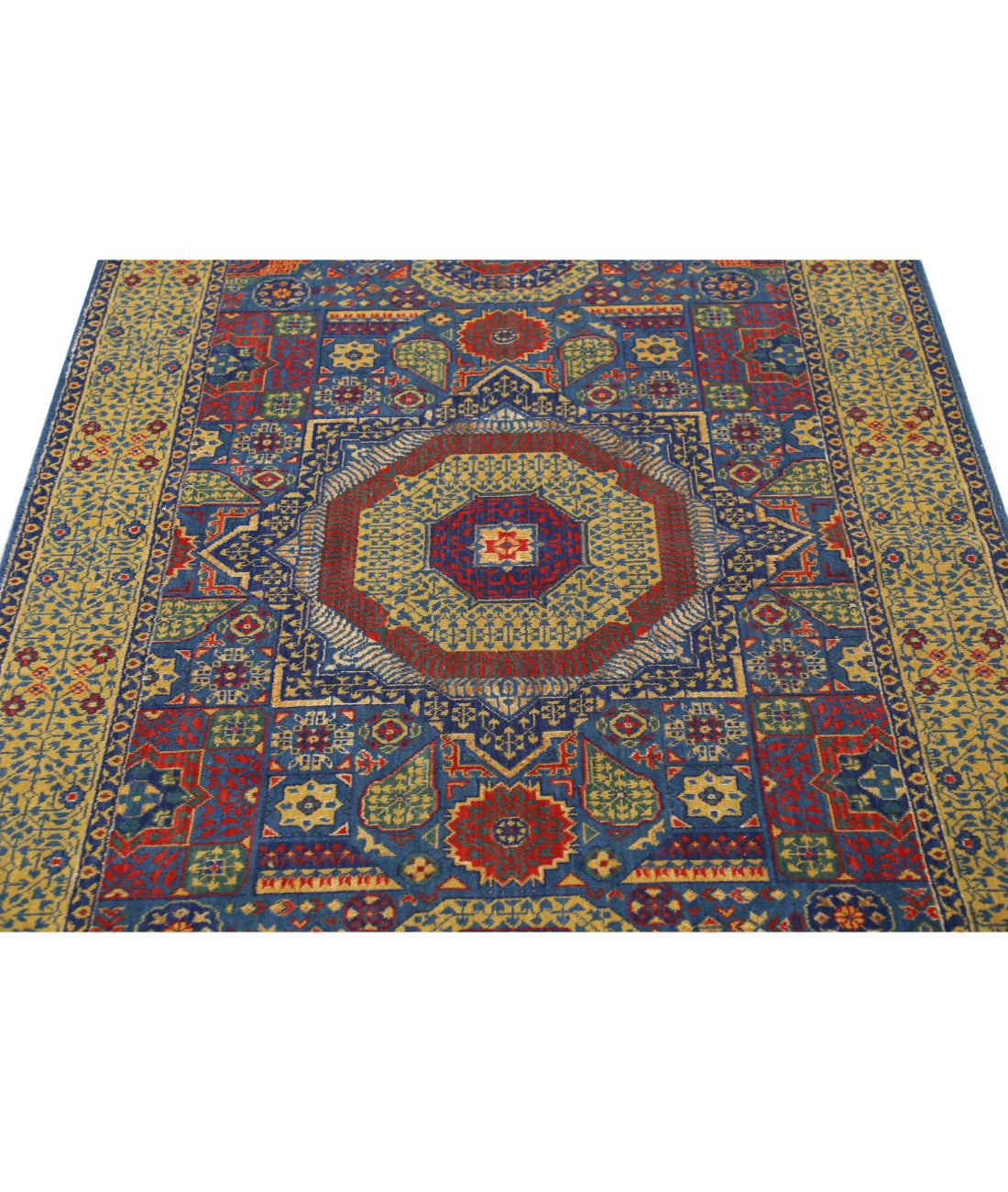 Gulshan Wool & Bamboo Silk Rug - 3'10'' x 6'0'' 3'10'' x 6'0'' (115 X 180) / Blue / Gold