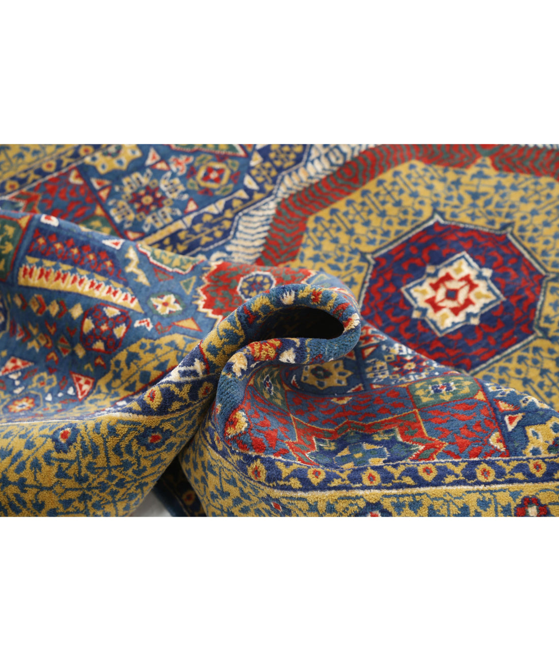 Gulshan Wool & Bamboo Silk Rug - 3'10'' x 6'0'' 3'10'' x 6'0'' (115 X 180) / Blue / Gold