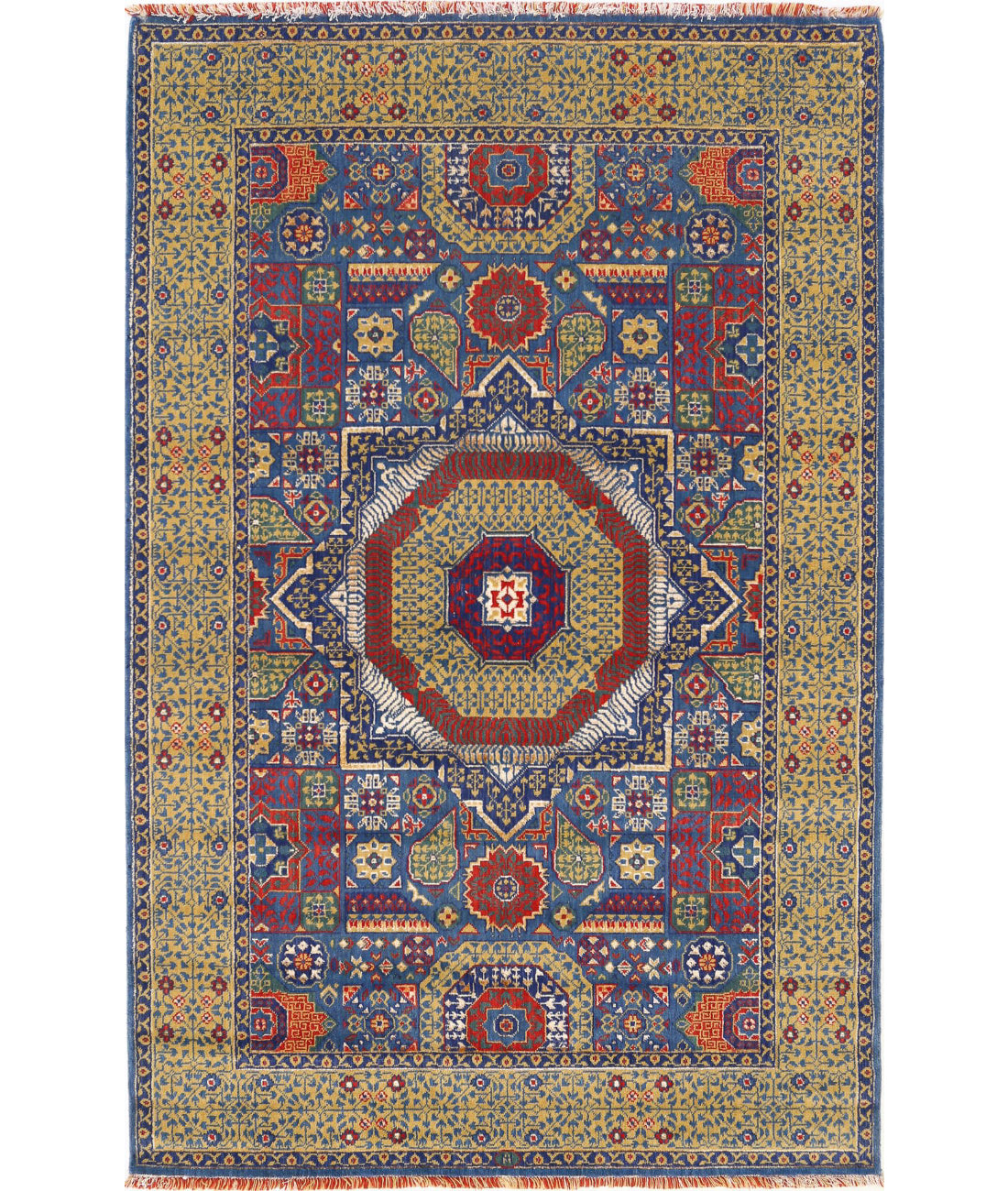 Gulshan Wool & Bamboo Silk Rug - 3'10'' x 6'0'' 3'10'' x 6'0'' (115 X 180) / Blue / Gold