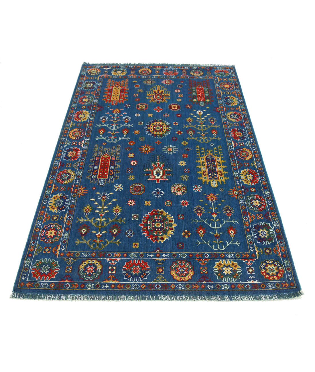 Gulshan Wool & Bamboo Silk Rug - 3'10'' x 6'0'' 3'10'' x 6'0'' (115 X 180) / Blue / Red