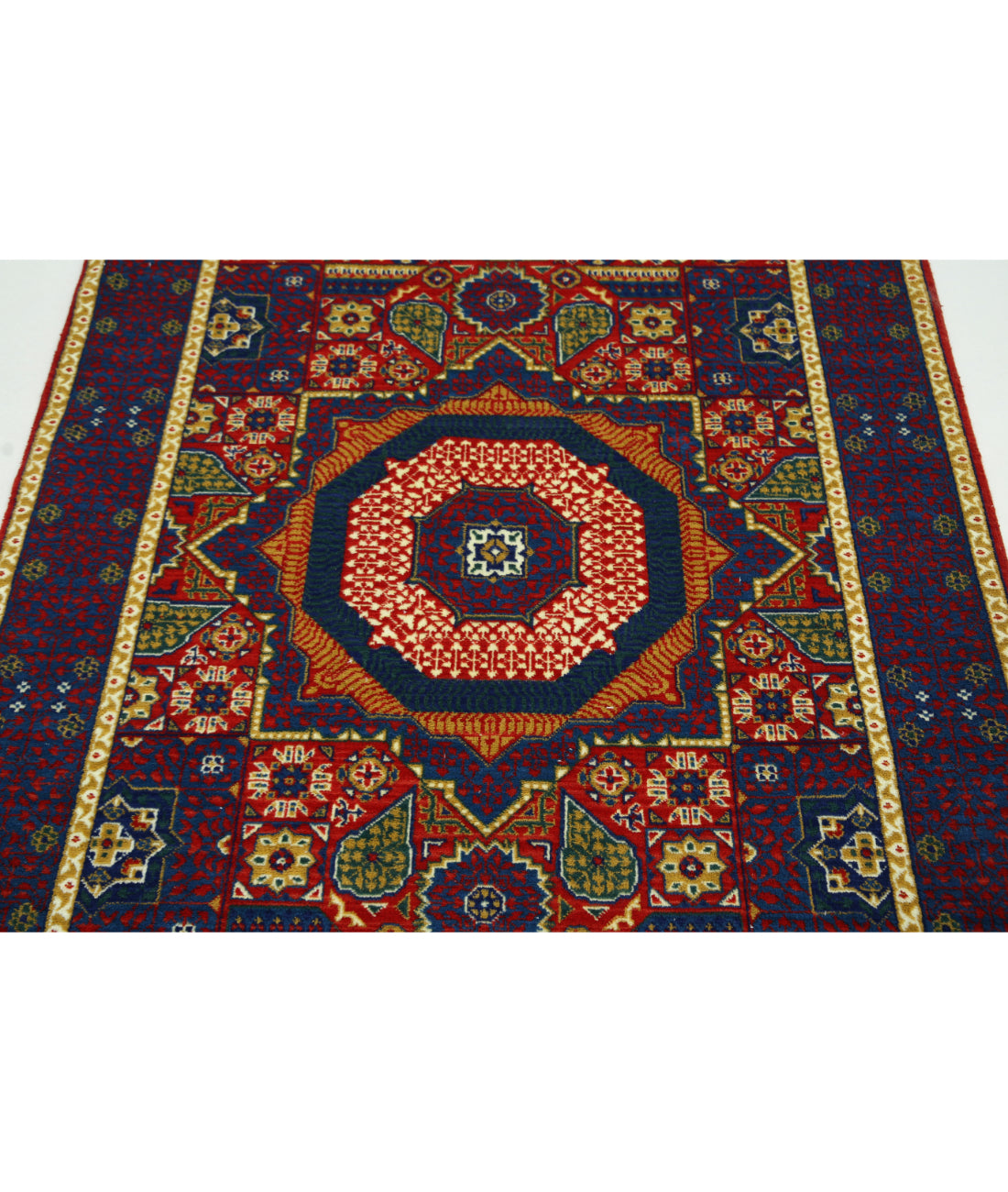Gulshan Wool & Bamboo Silk Rug - 4'0'' x 5'10'' 4'0'' x 5'10'' (120 X 175) / Red / Blue