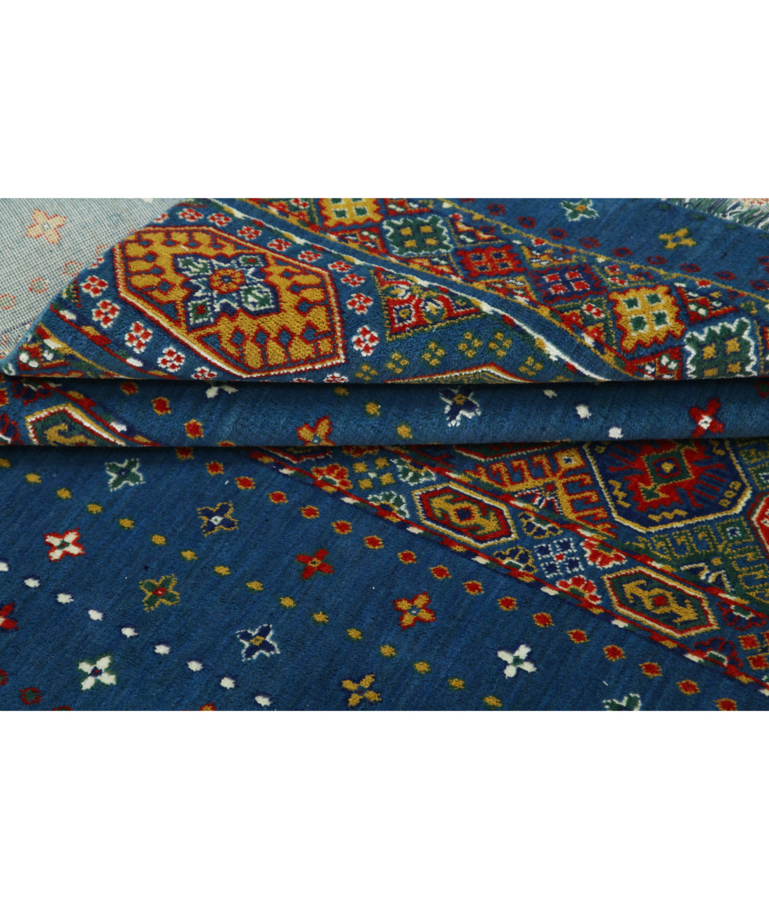 Gulshan Wool & Bamboo Silk Rug - 3'10'' x 6'0'' 3'10'' x 6'0'' (115 X 180) / Blue / Red