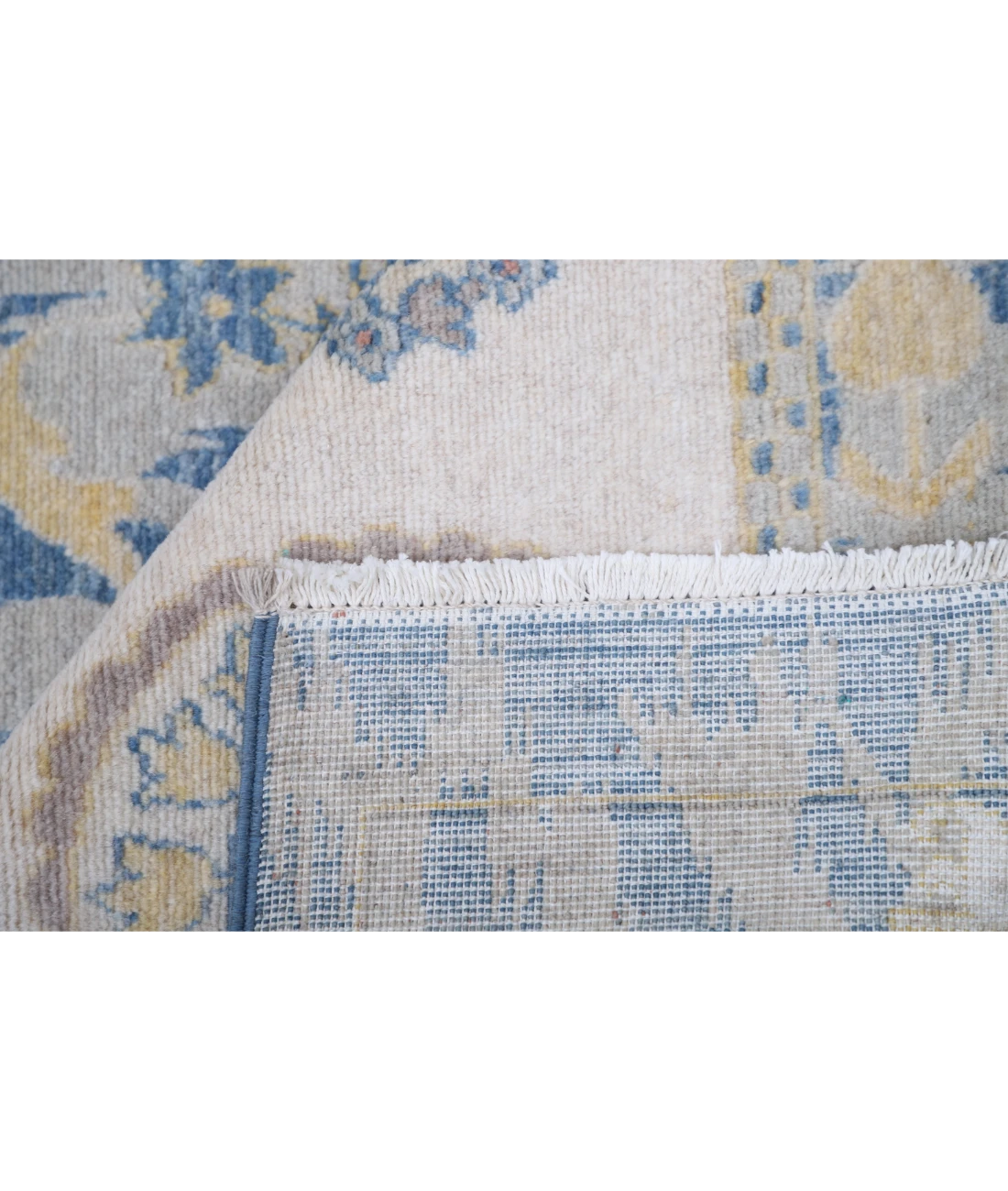 Power Loomed Ikat Wool Rug 6' 5" X 9' 11" 6' 5" X 9' 11" (196 X 302) / Blue / Ivory