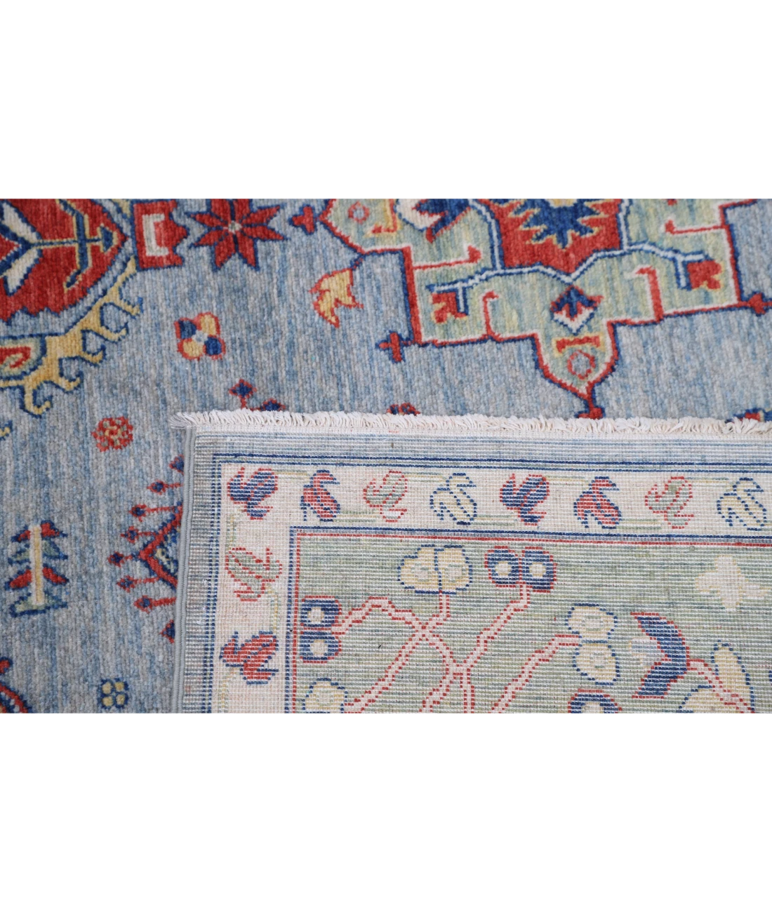 Power Loomed Kazak Wool Rug 8' 0" X 9' 11" 8' 0" X 9' 11" (244 X 302) / Blue / Green
