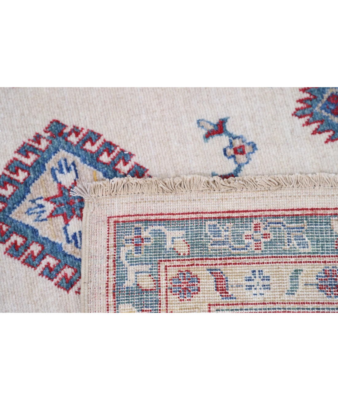Power Loomed Kazak Wool Rug 9' 3" X 11' 9" 9' 3" X 11' 9" (282 X 358) / Ivory / Blue