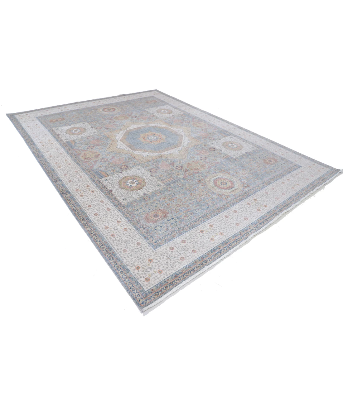 Power Loomed Mamluk Wool Rug 8' 10" X 11' 10" 8' 10" X 11' 10" (269 X 361) / Blue / Ivory