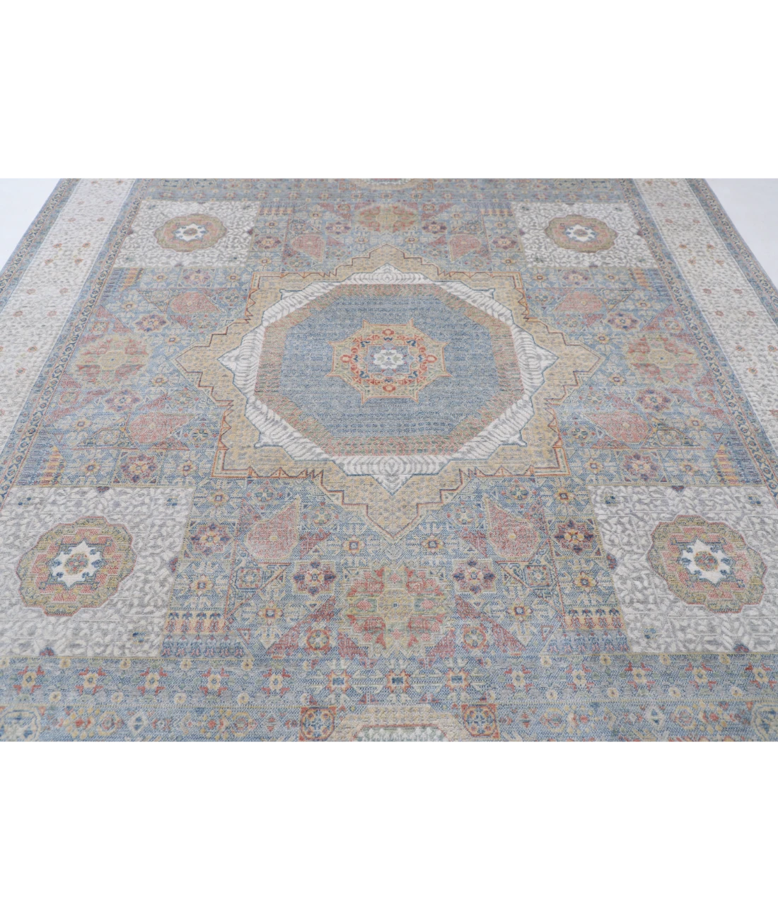 Power Loomed Mamluk Wool Rug 8' 10" X 11' 10" 8' 10" X 11' 10" (269 X 361) / Blue / Ivory