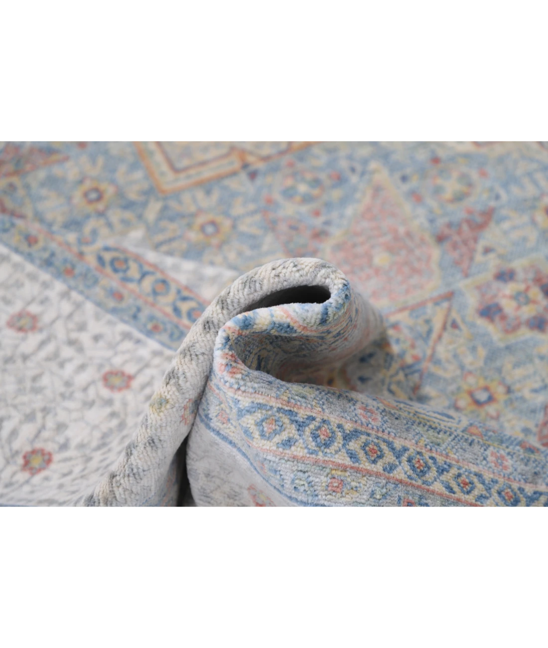 Power Loomed Mamluk Wool Rug 8' 10" X 11' 10" 8' 10" X 11' 10" (269 X 361) / Blue / Ivory