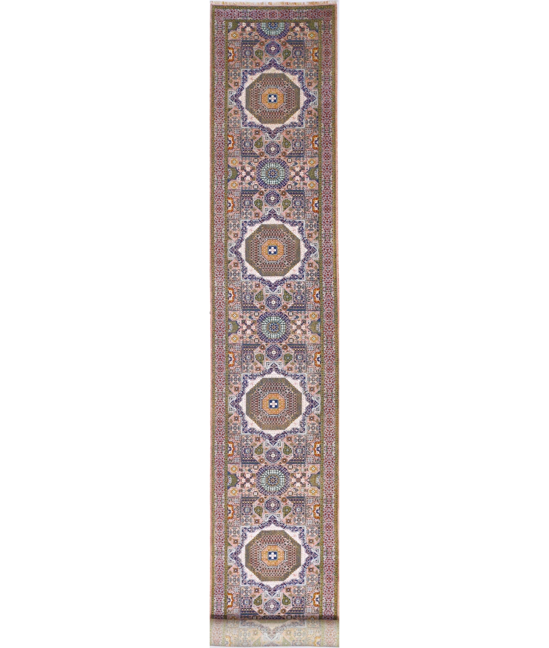 Power Loomed Mamluk Wool Rug 2' 11" X 31' 2" 2' 11" X 31' 2" (89 X 950) / Red / Ivory